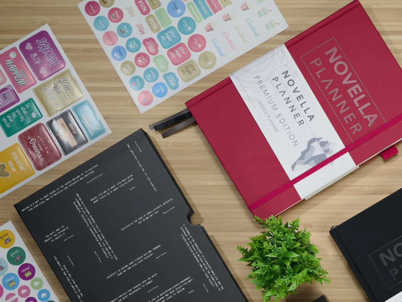 Novella Planner with sticker sheets and planner accessories